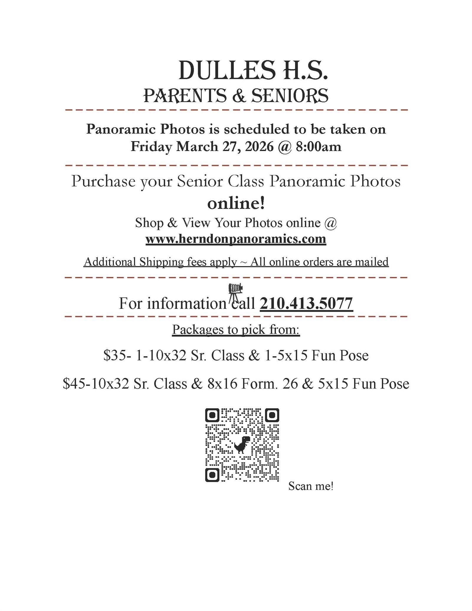  Senior Class Panoramic Picture Purchase Information